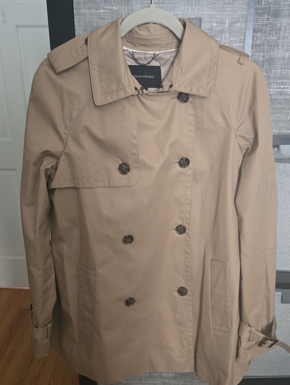 Banana Republic Beige Double-Breasted Trench Jacket